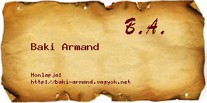 Baki Armand névjegykártya